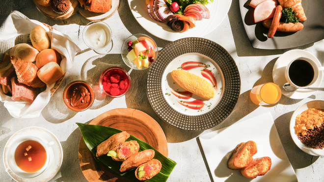 Breakfast from Japanese to Western cuisine, locally produced and consumed menus